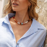 Mesa Necklace - beaded necklace in shades of brown, yellow and cream