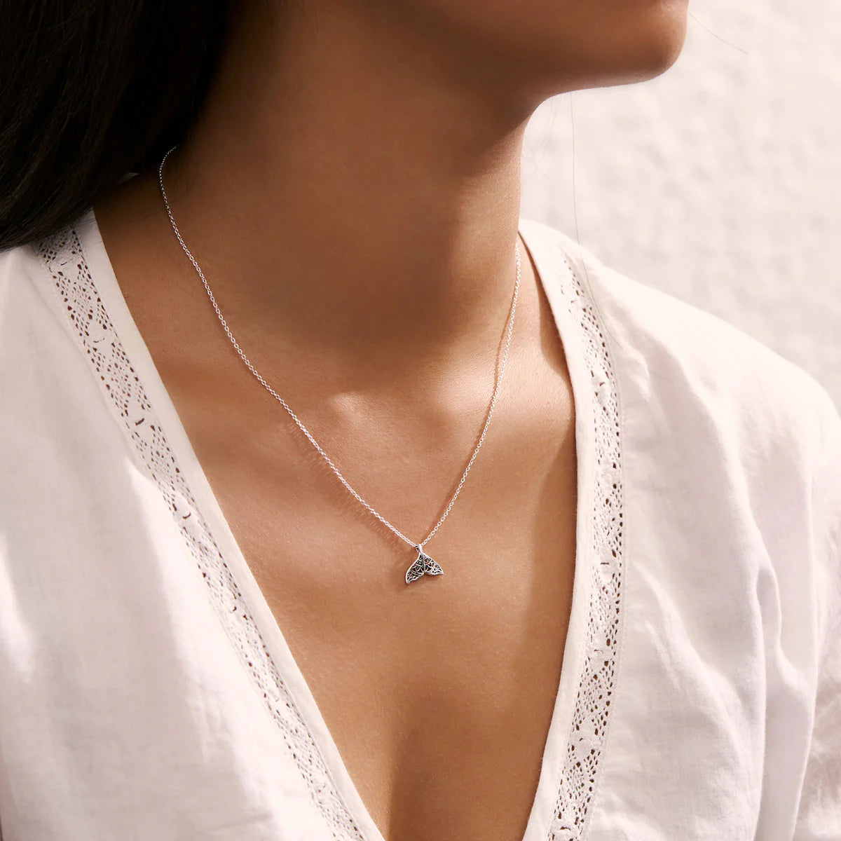 Midsummer Star Dainty Mandala Dolphin Tail Necklace