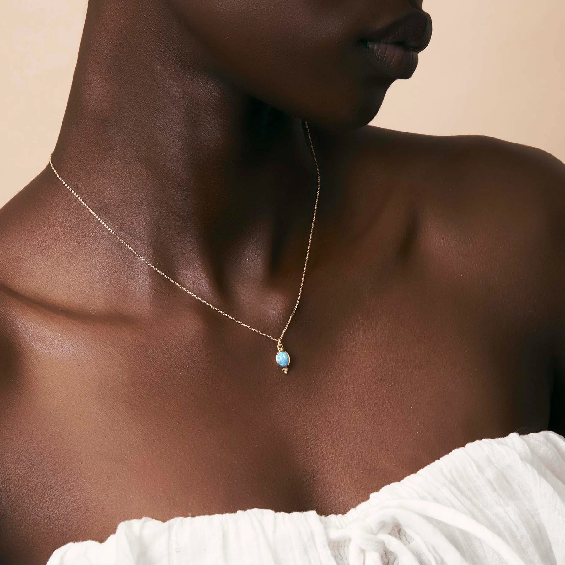 Moon Song Opal Necklace Gold