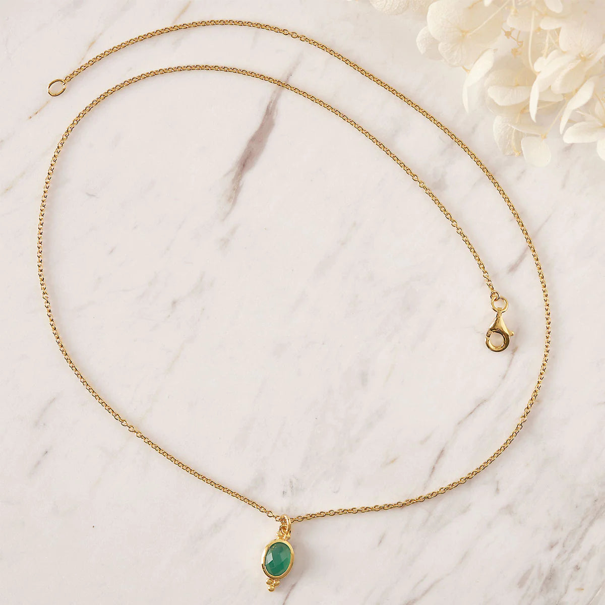 Moon Song Green Onyx Gold Necklace