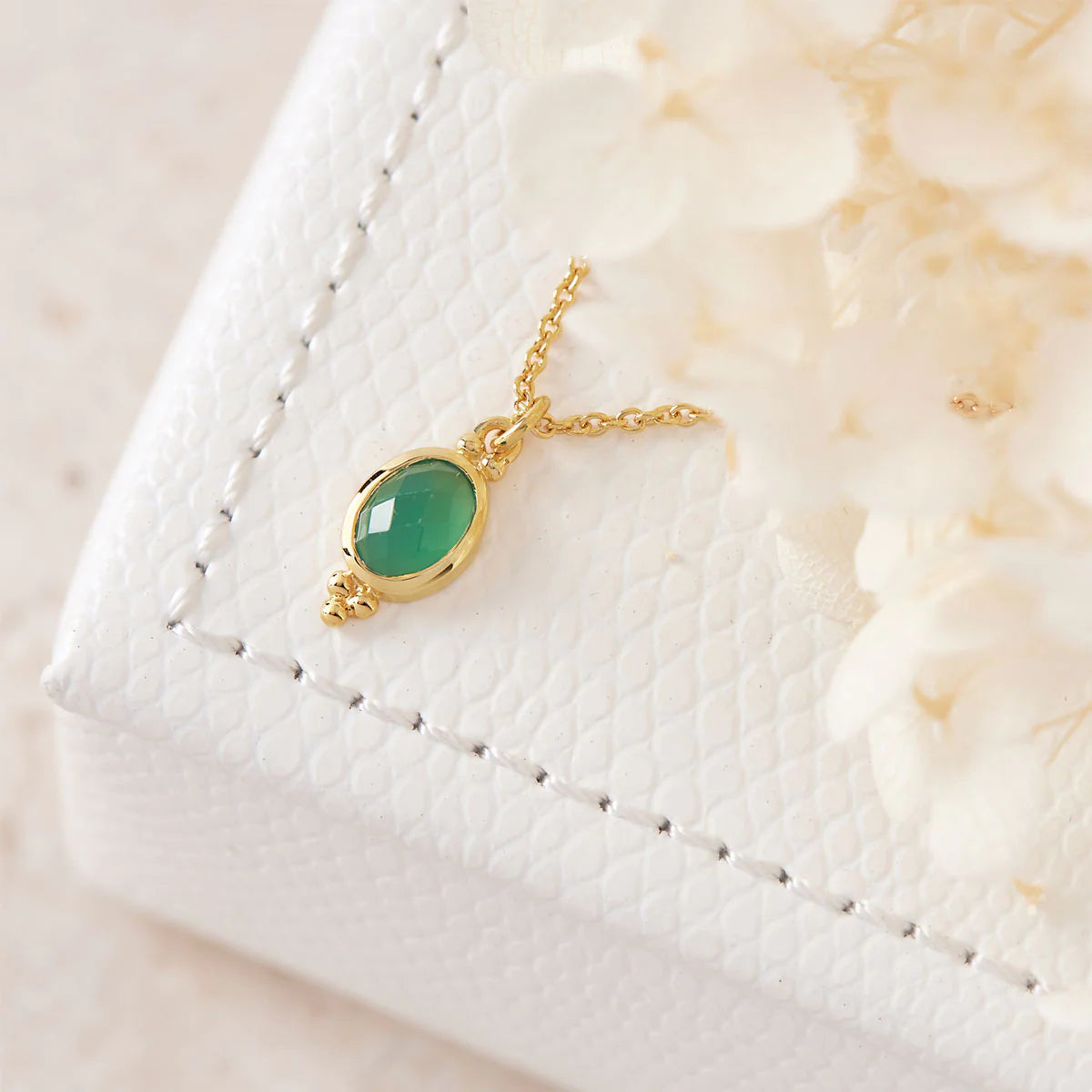 Moon Song Green Onyx Gold Necklace