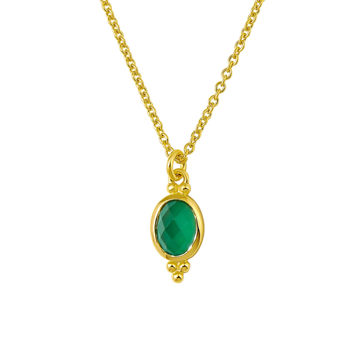 Moon Song Green Onyx Gold Necklace