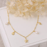 Oceanic Charm Pearl Necklace Gold