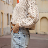 Odette Cardigan- chunky knit cardigan in cream colourway featuring cropped style