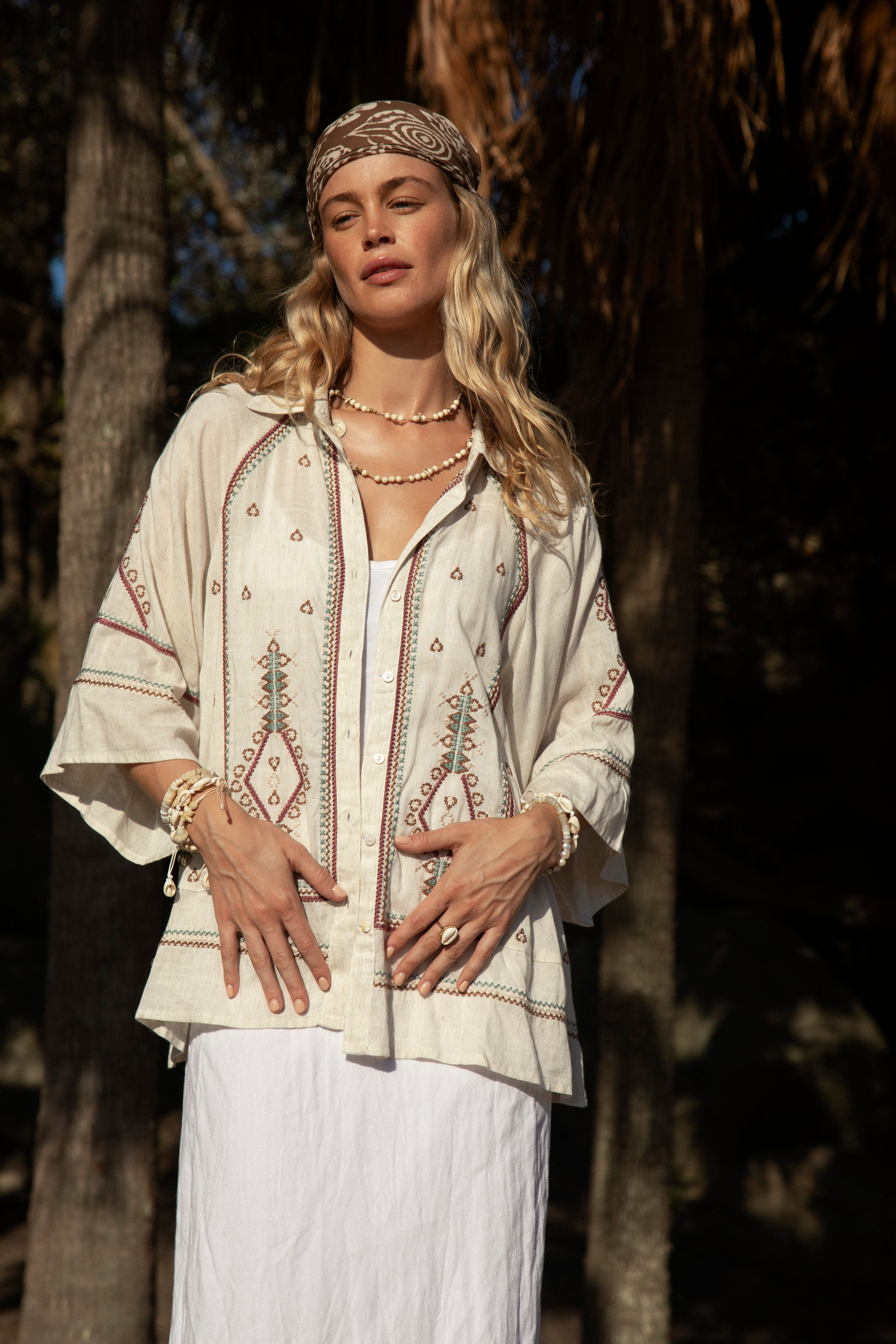 Palma Embroidered Shirt - Shell