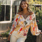 Papillion Blouse - boho style blouse with tie neck closure
