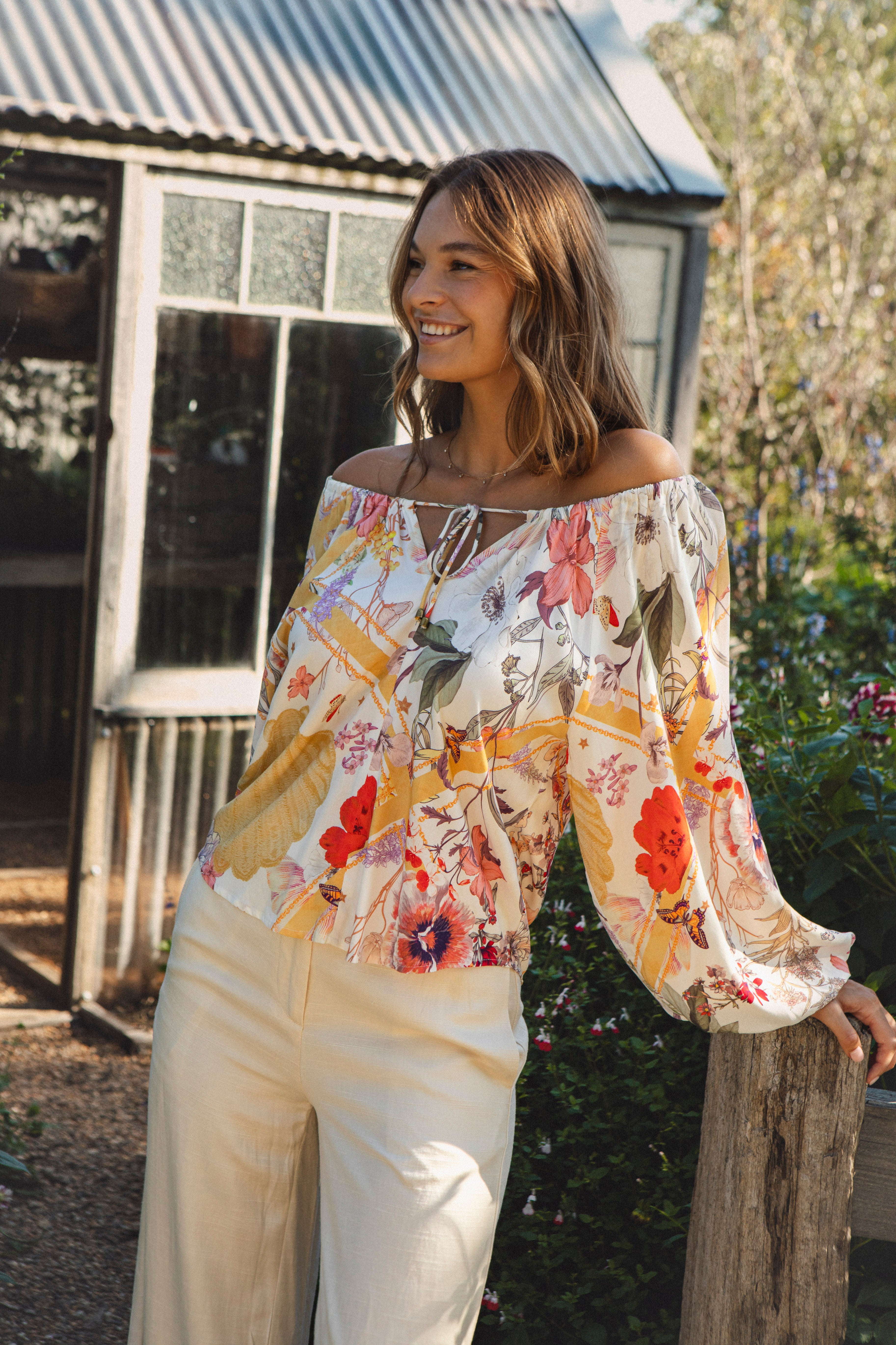Papillion Blouse - boho style off the shoulder blouse