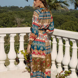 Paradise Pant Olea  - rear view showcasing Bohemian paisley mehndi print