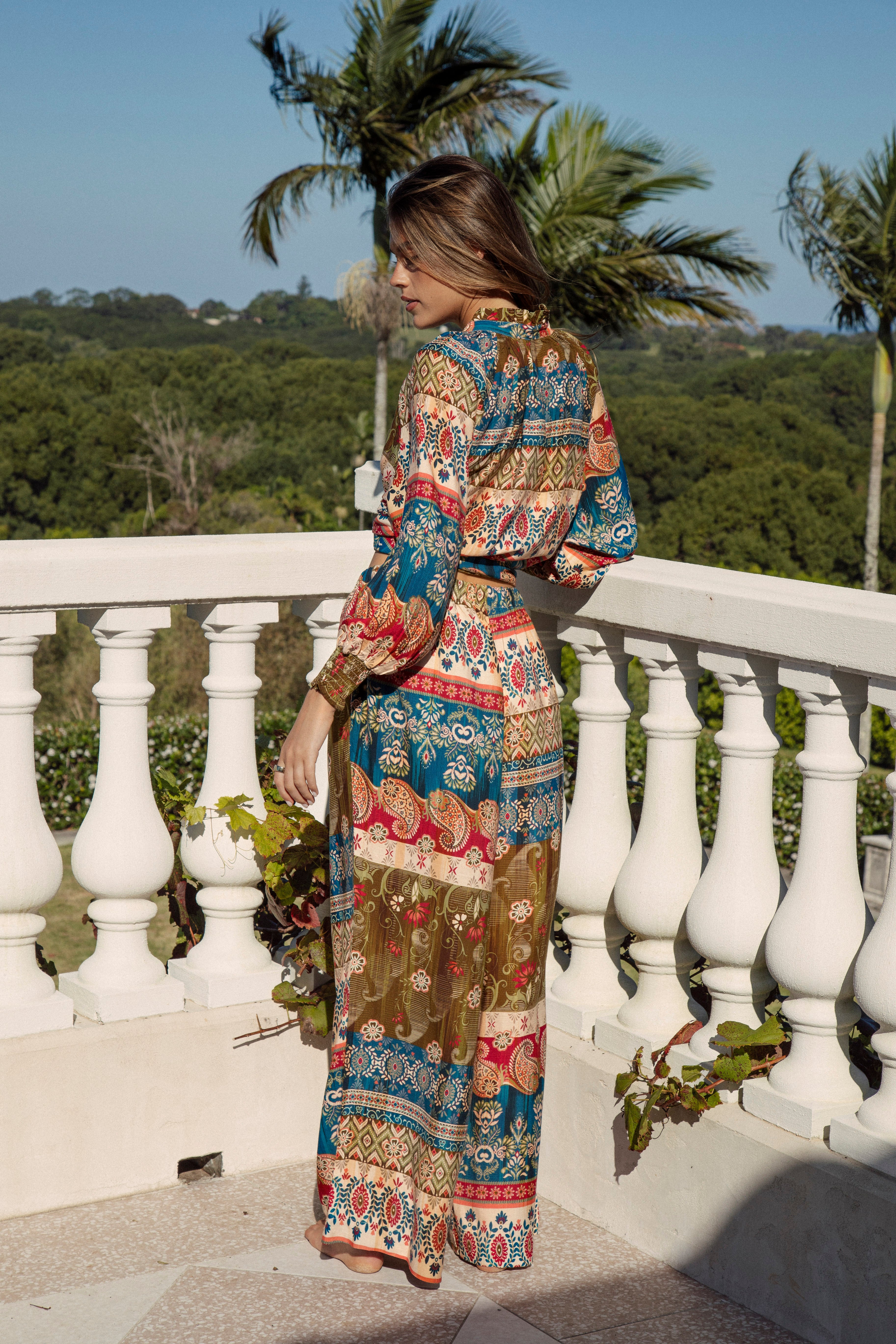 Paradise Pant Olea  - relaxed style pant with drawstring waist and Boho pattern