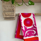 New Tea Towel – Pink & Orange Suzani
