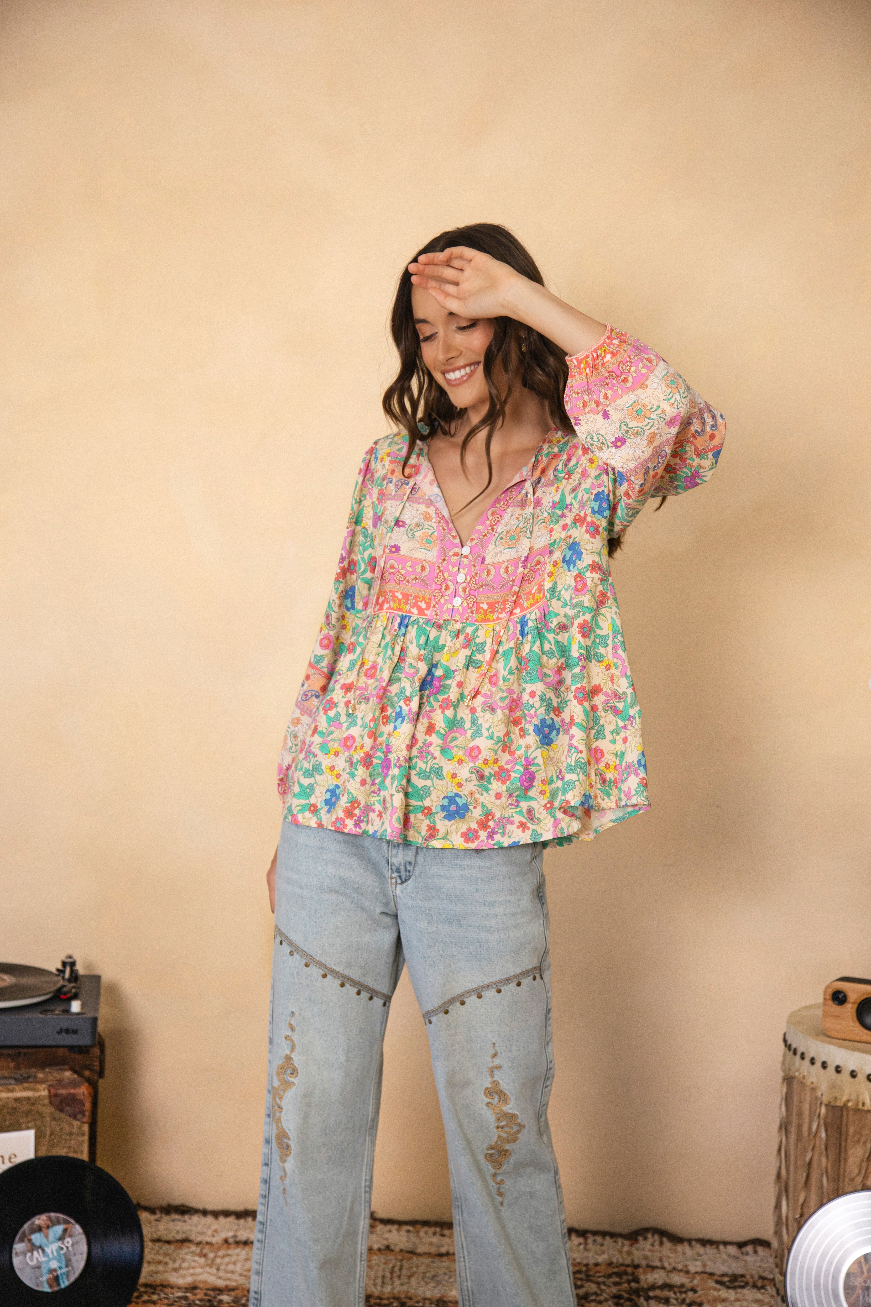 Picasso Blouse Poet floral Boho style blouse