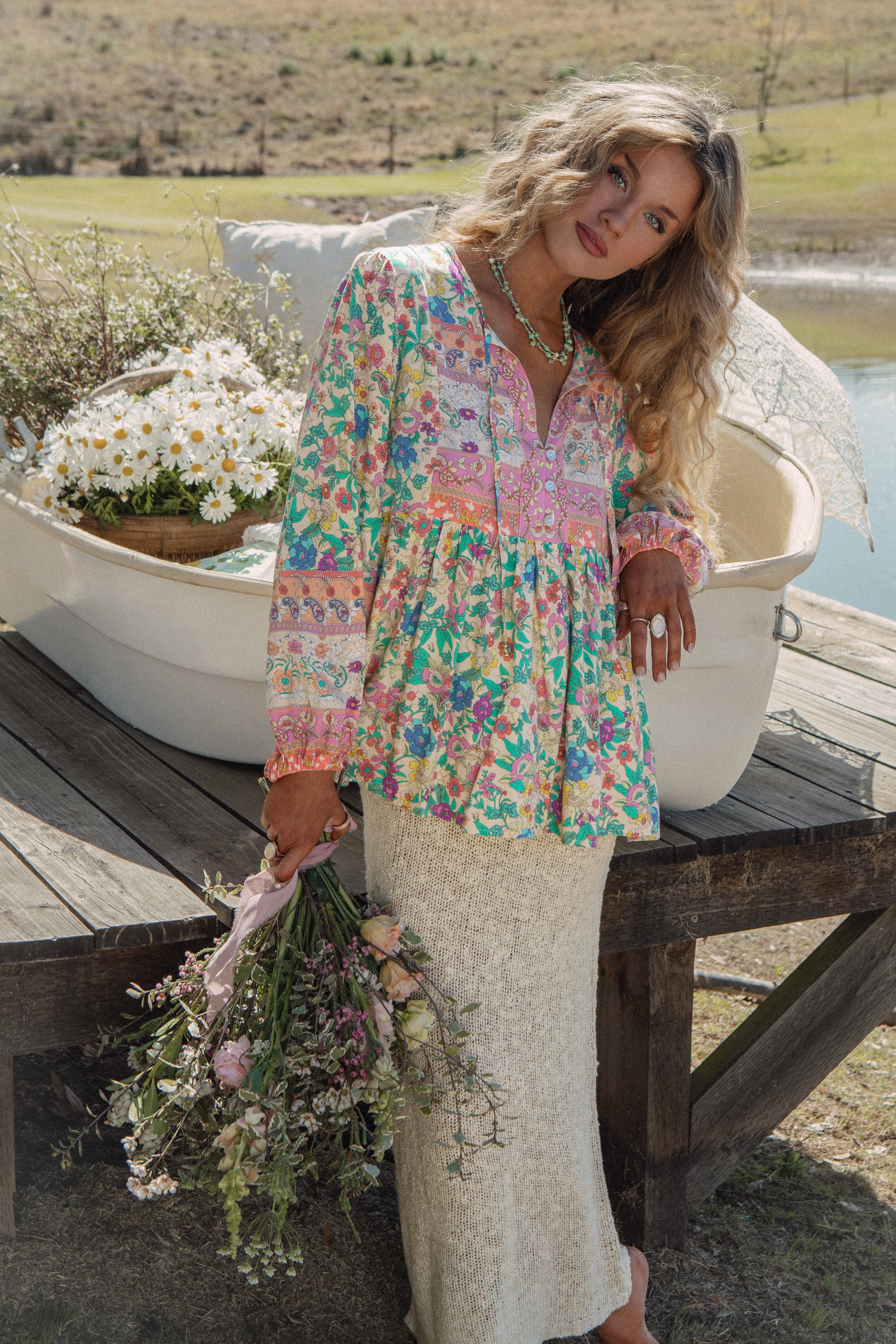 Picasso Blouse Poet floral Boho style blouse
