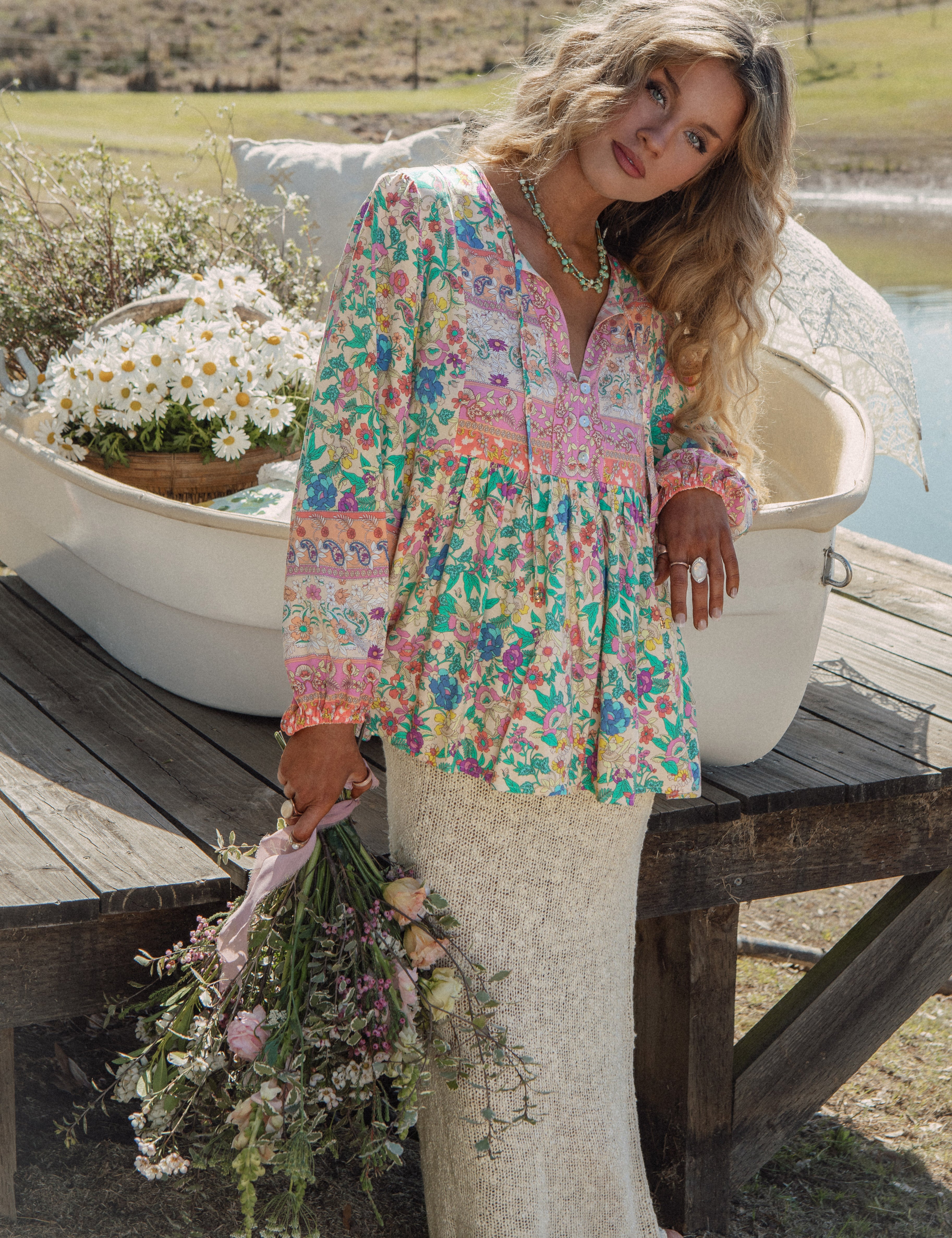 Picasso Blouse Poet floral Boho style blouse