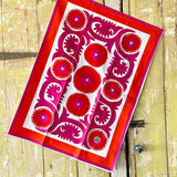 New Tea Towel – Pink & Orange Suzani