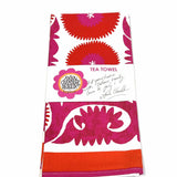 New Tea Towel – Pink & Orange Suzani