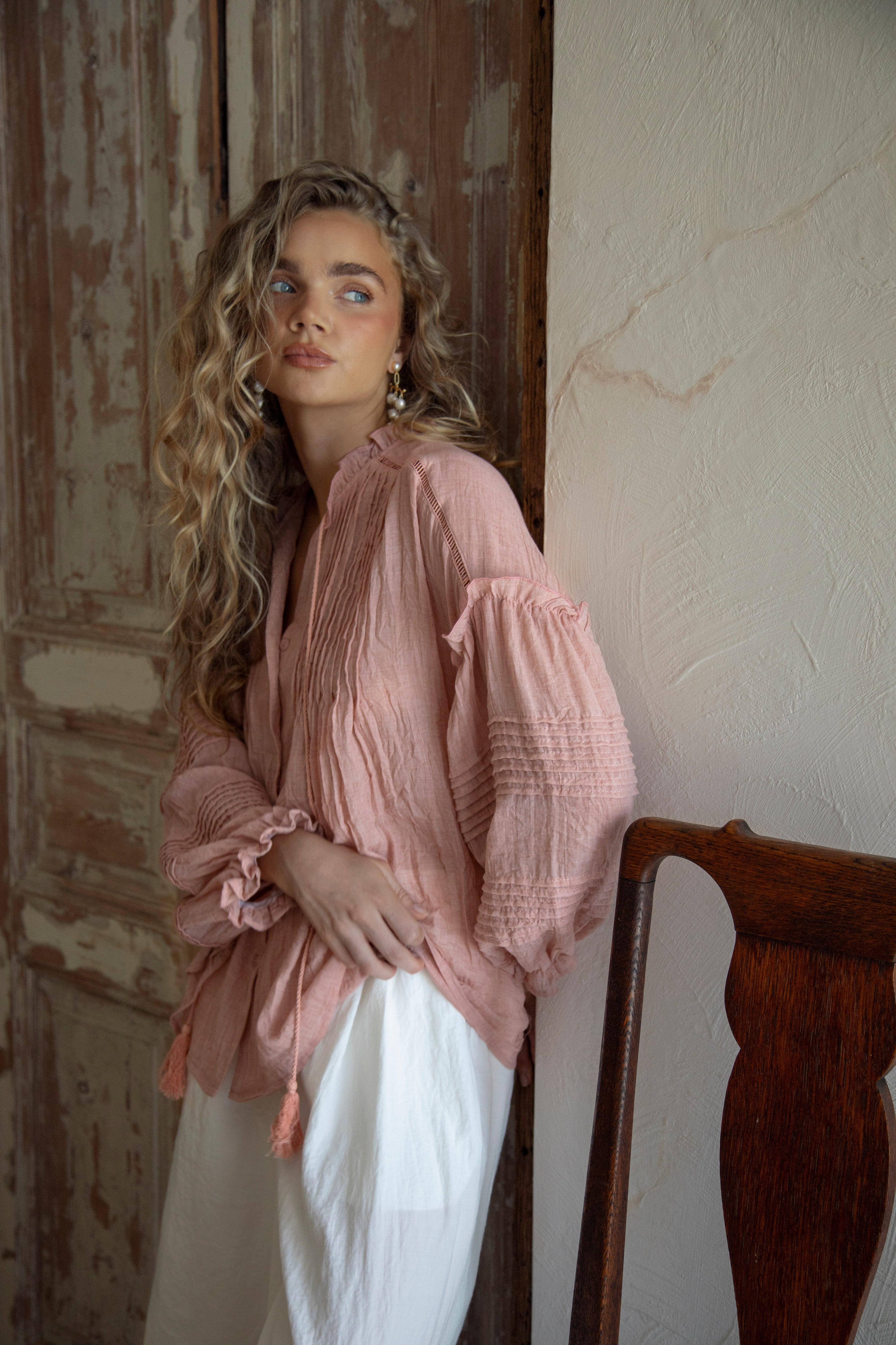 Poppy Blouse Rose - stunning boho blouse in dusky pink colourway