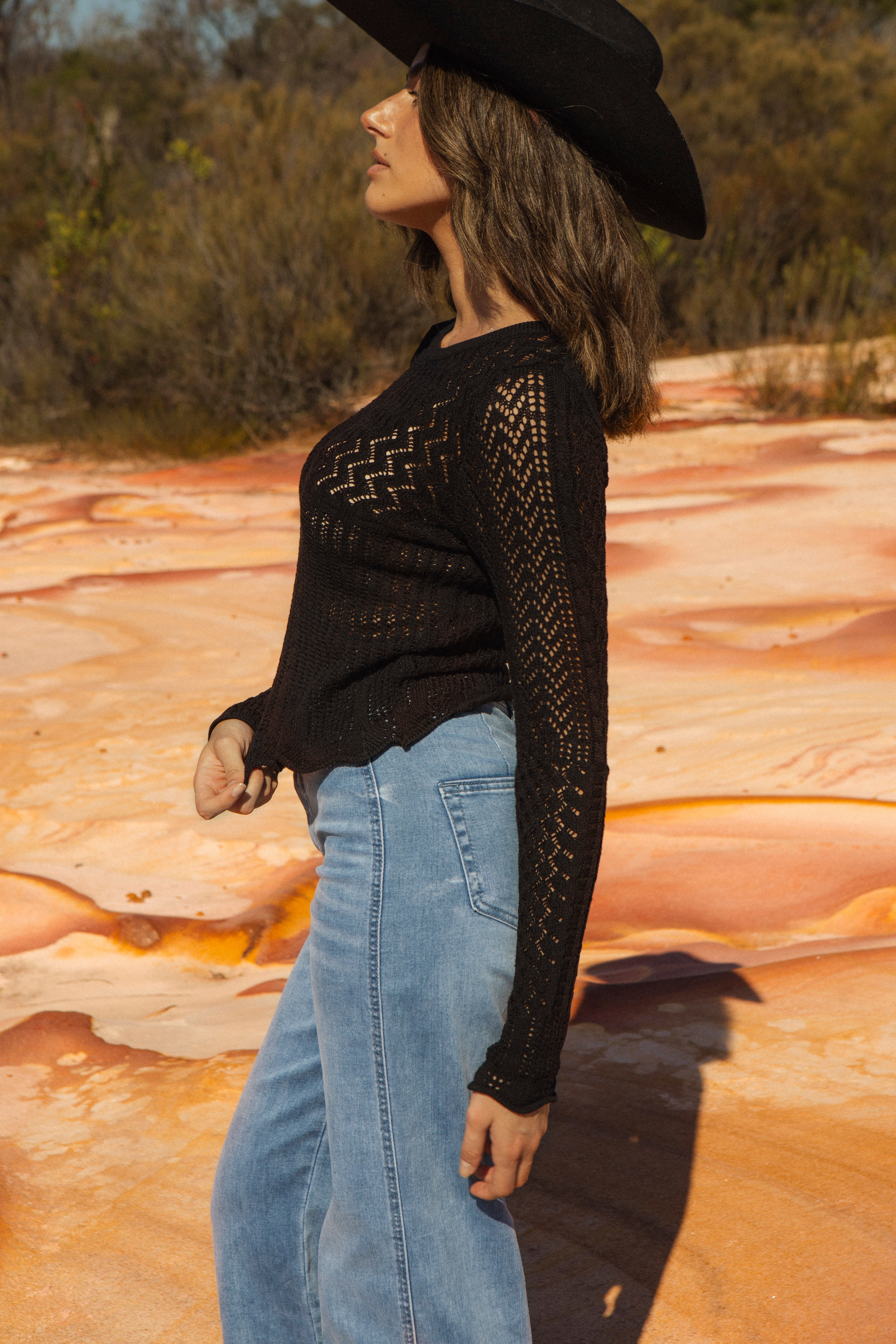 Portobello Knit in black - side view.