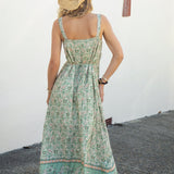 Prairie Sundress Sage Paisley Rear view featuring tie waist