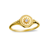 Midsummer Star Solstice Rainbow Moonstone Signet Ring Gold