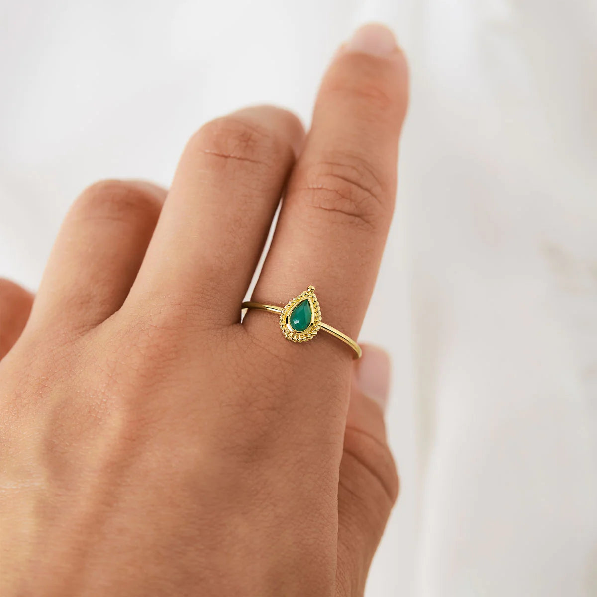 R371GOG - Luria Green Onyx Ring Gold