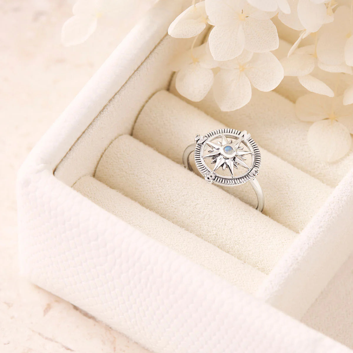Guiding Light Compass Moonstone Ring