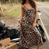 Rebel Soul Slip Dress featuring leopard print and spaghetti straps