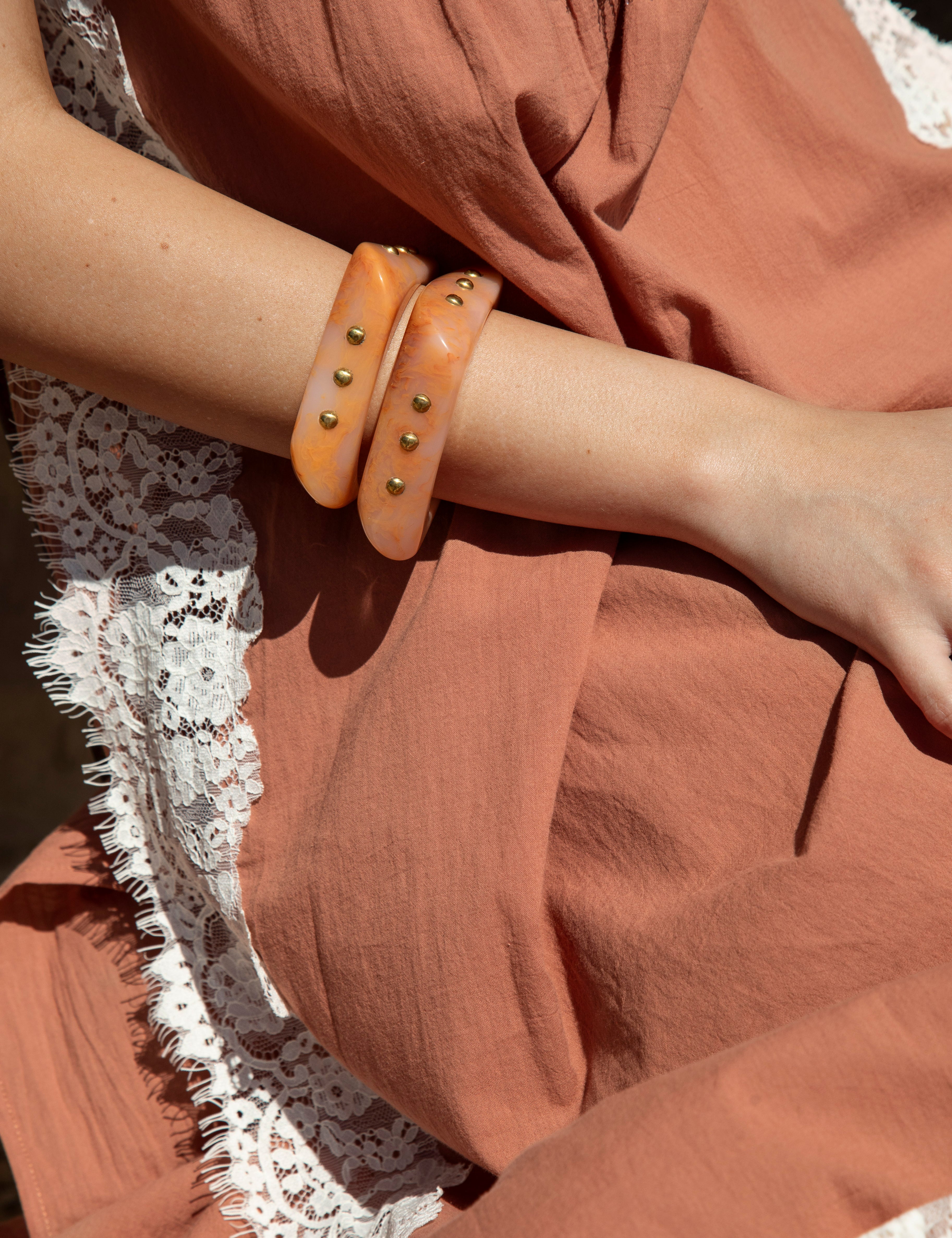 Resin Bangle Set Coral