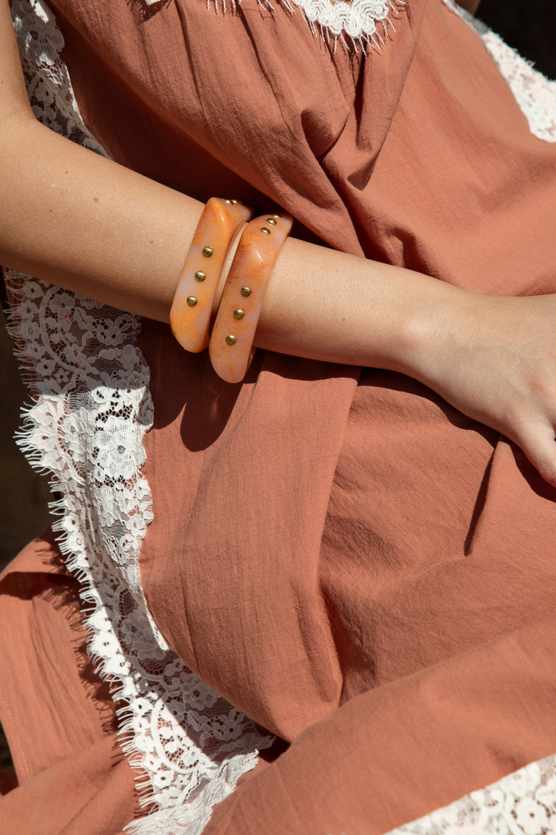 Resin Bangle Set Coral