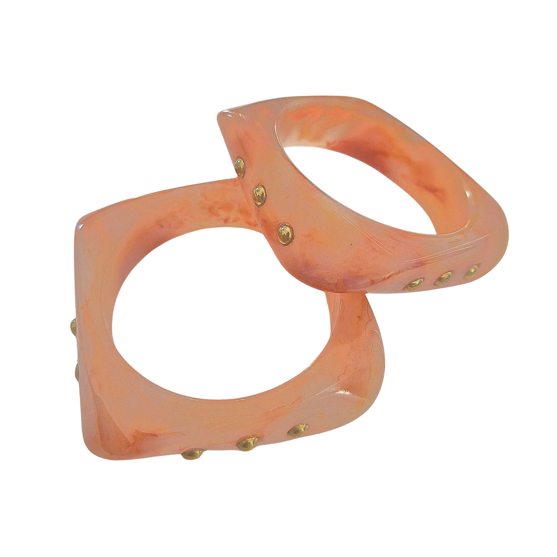Resin Bangle Set Coral - chunky bangles with stud detail