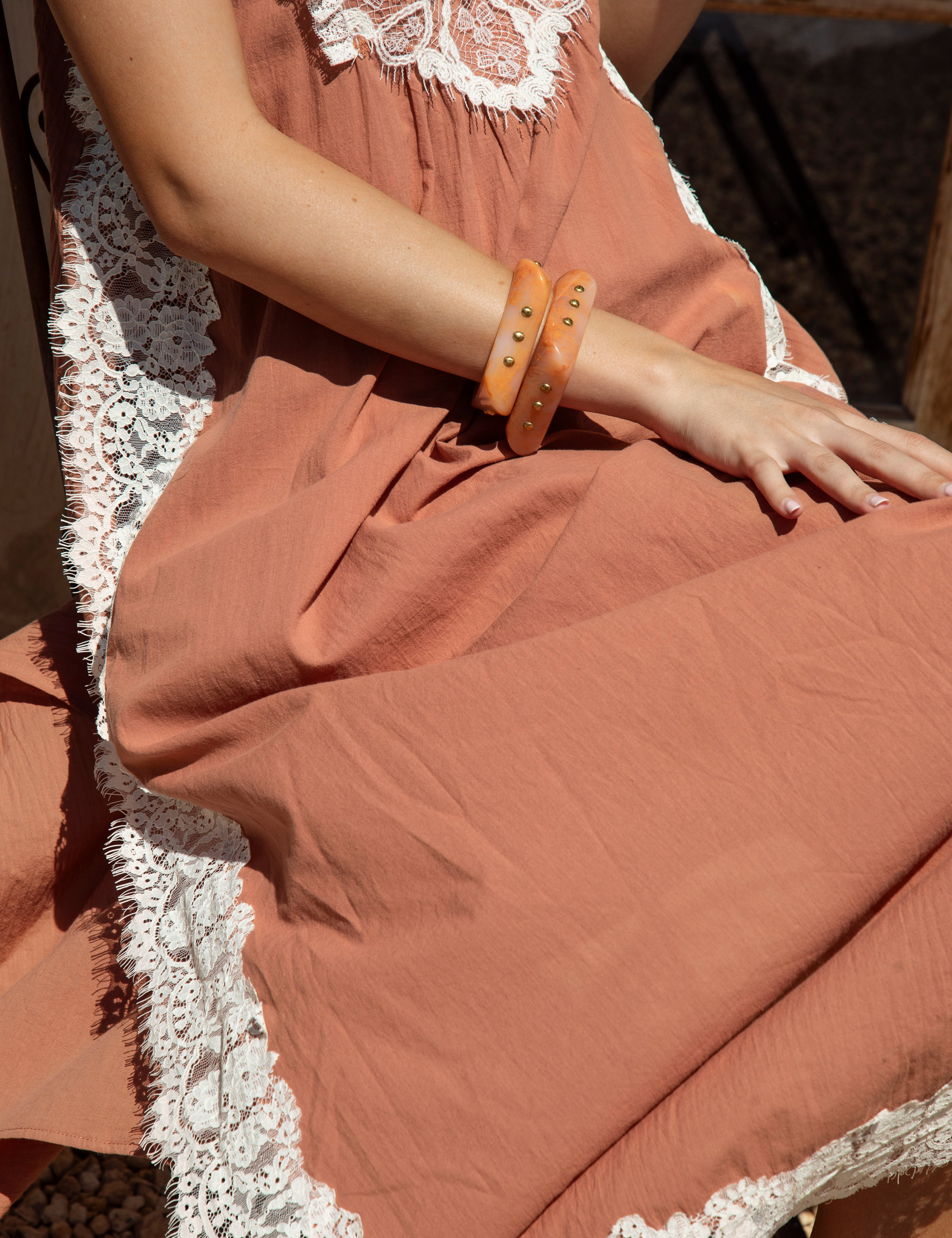 Resin Bangle Set Coral - Villa Toscana, Bella Boheme