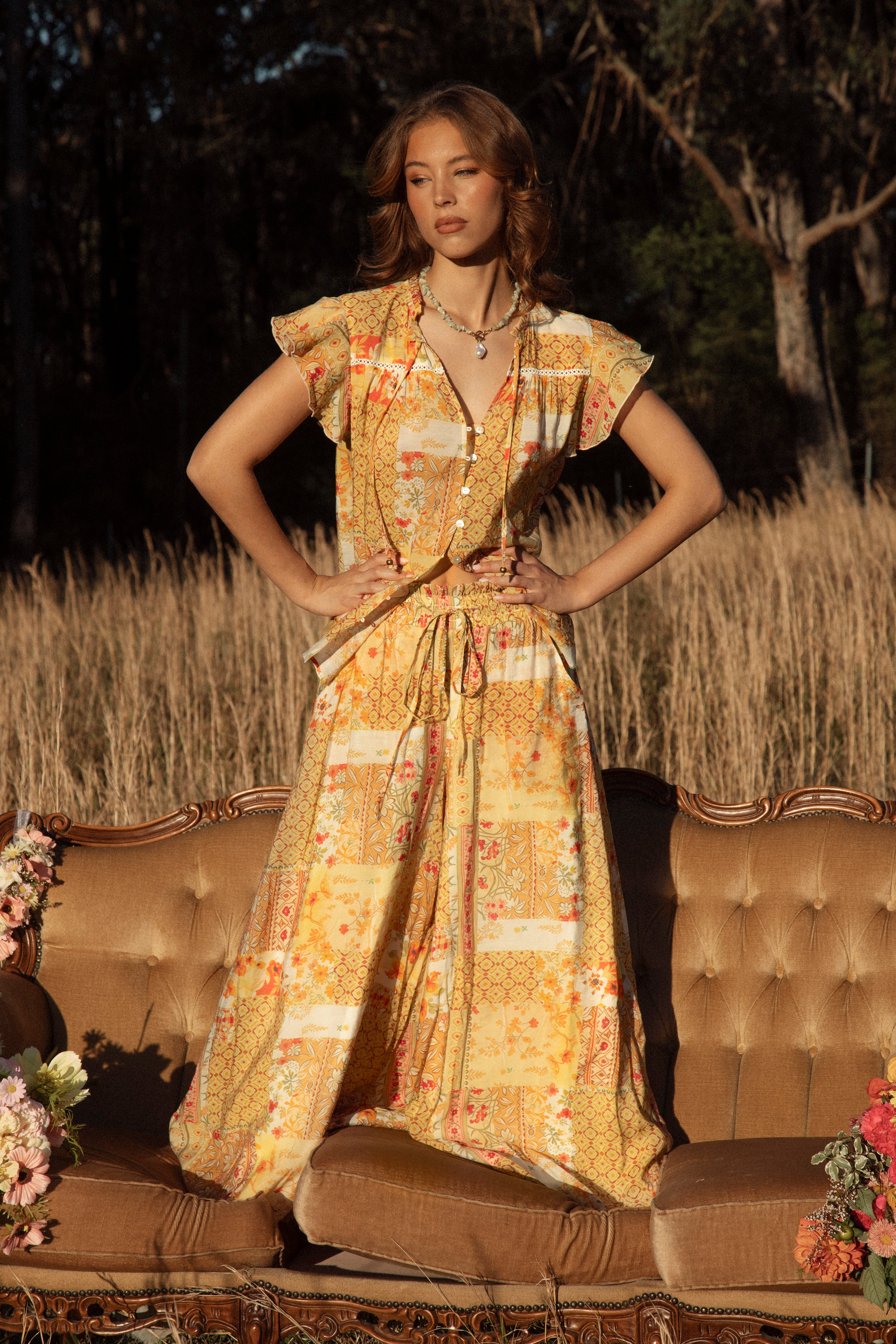 Resort Pant Fields of Gold - worn as a matching set with Fields of Gold Blouse