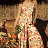 Resort Pant Golden Bloom styled with matching boho cami
