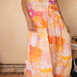 Resort Pant Papayafeaturing Boho inspired print in vibrant shades of pink, orange and yellow