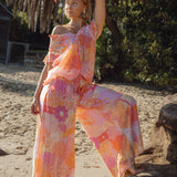 Resort Pant Papaya showcasing wide leg style