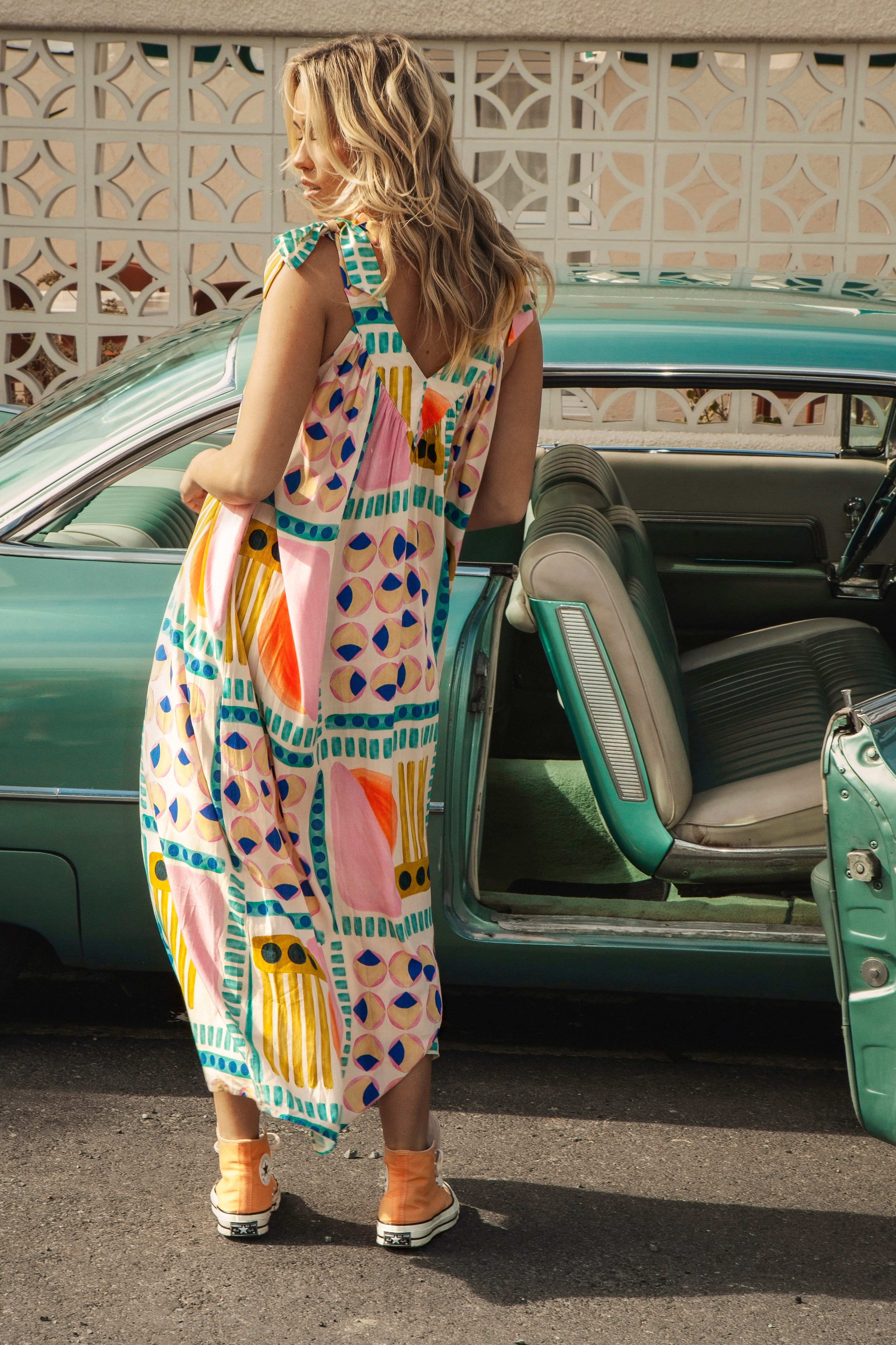Retro Groove Maxi Dress - rear view