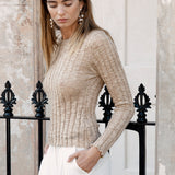 Romance Long Sleeve Top in  Beige colourway