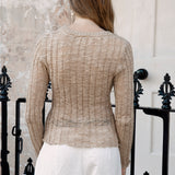 Romance Long Sleeve Basic Beige - casual basic top in beige colourway