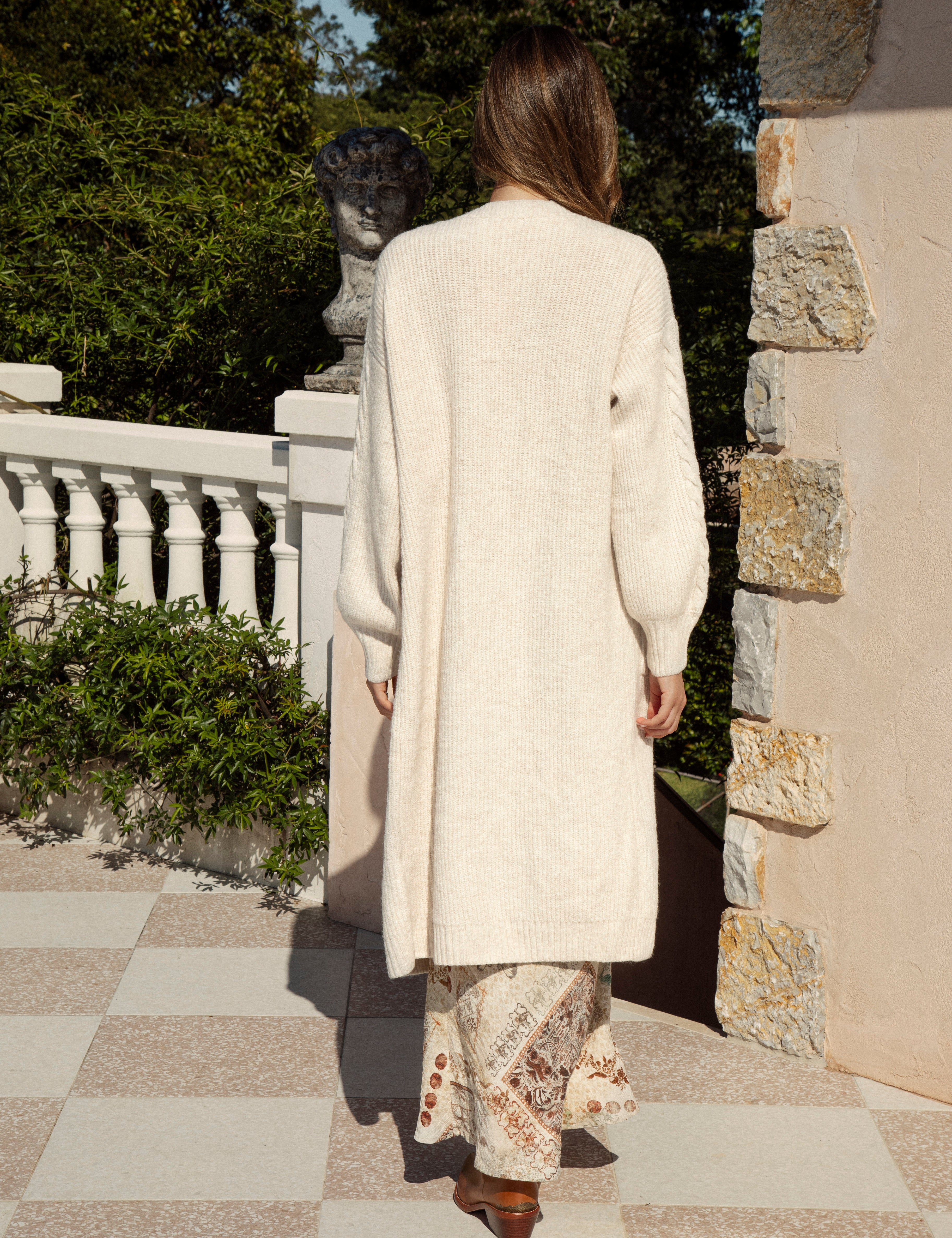 Romie Cable Cardigan Latte - wears beautifully over denim, boho dresses and billowy blouses
