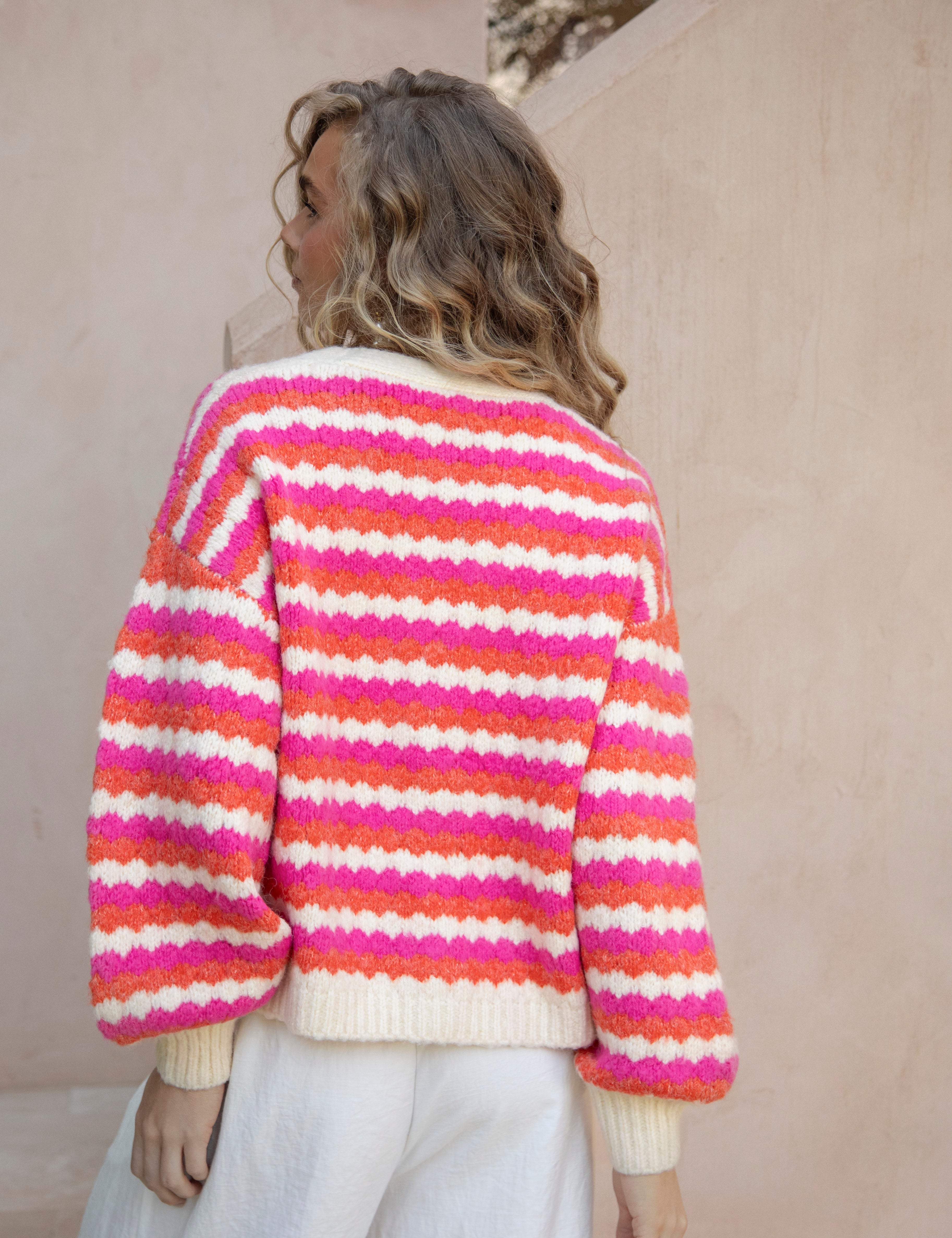 Roselle Stripe Cardigan - rear view 