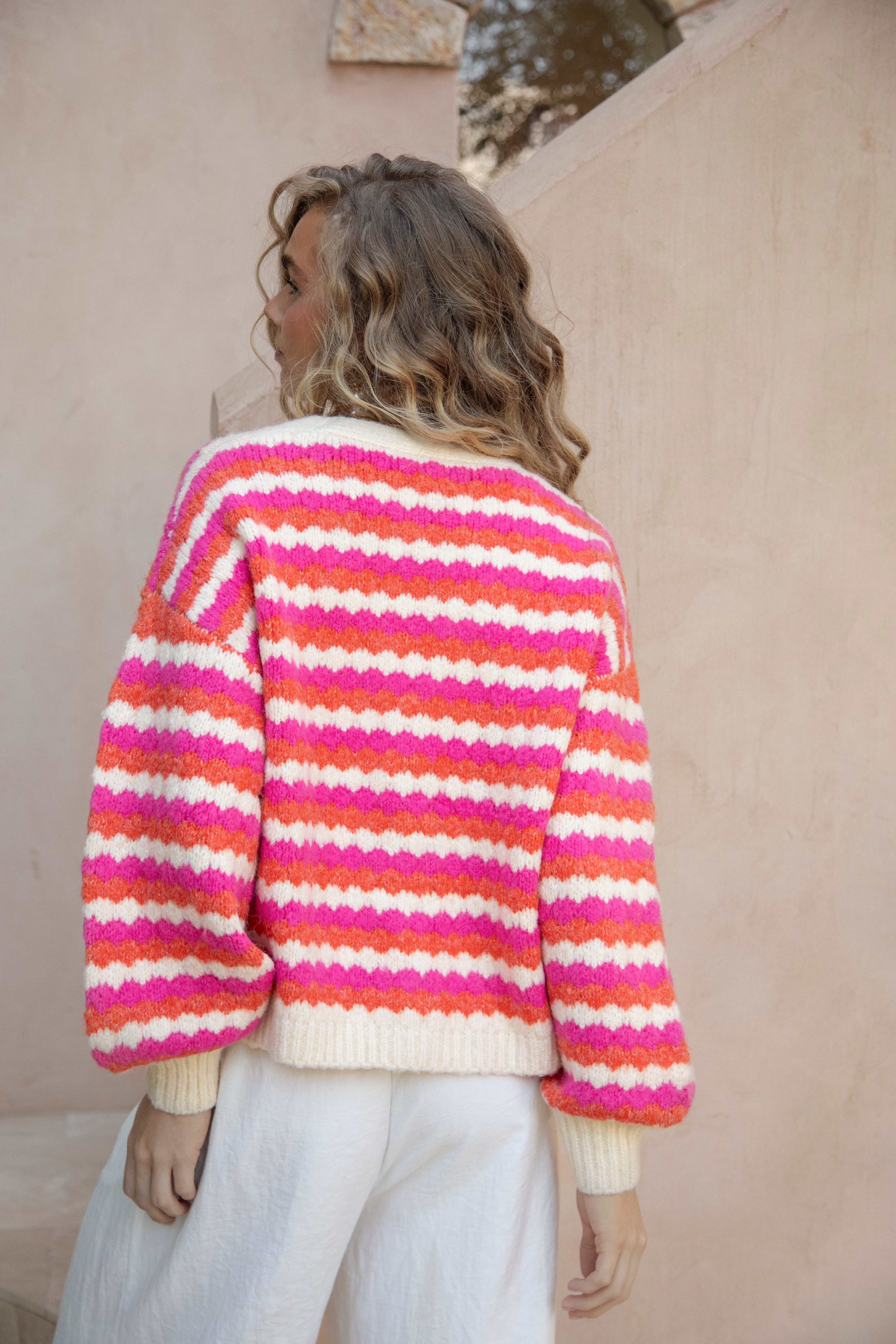 Roselle Stripe Cardigan - rear view 