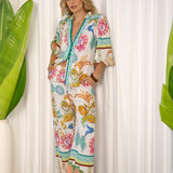 Roxy Lounge Pant Studio Boheme features stunning colourful boho print in wide leg pant with pockets