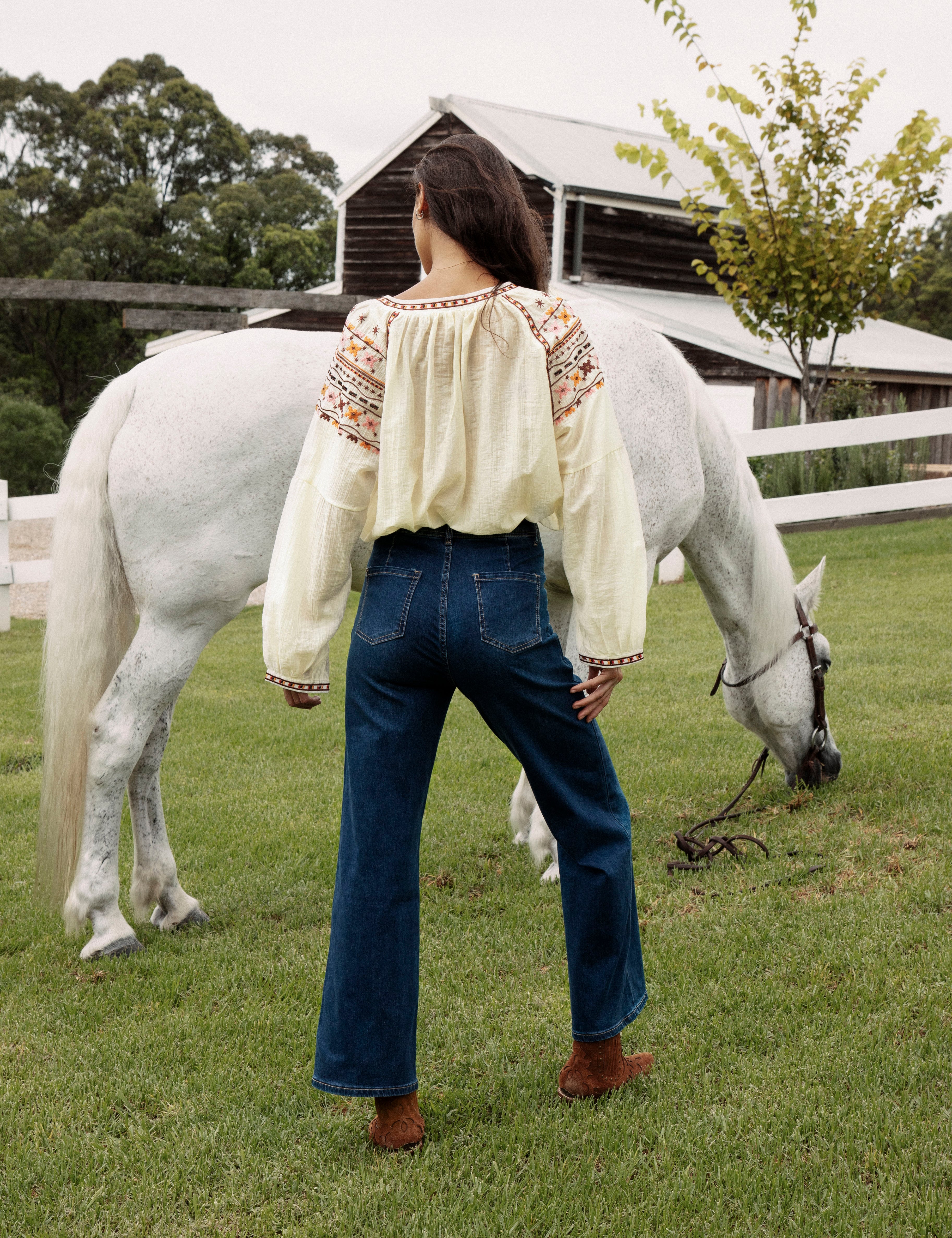 Ryder Denim Jean - bootleg style featuring high rise waist.