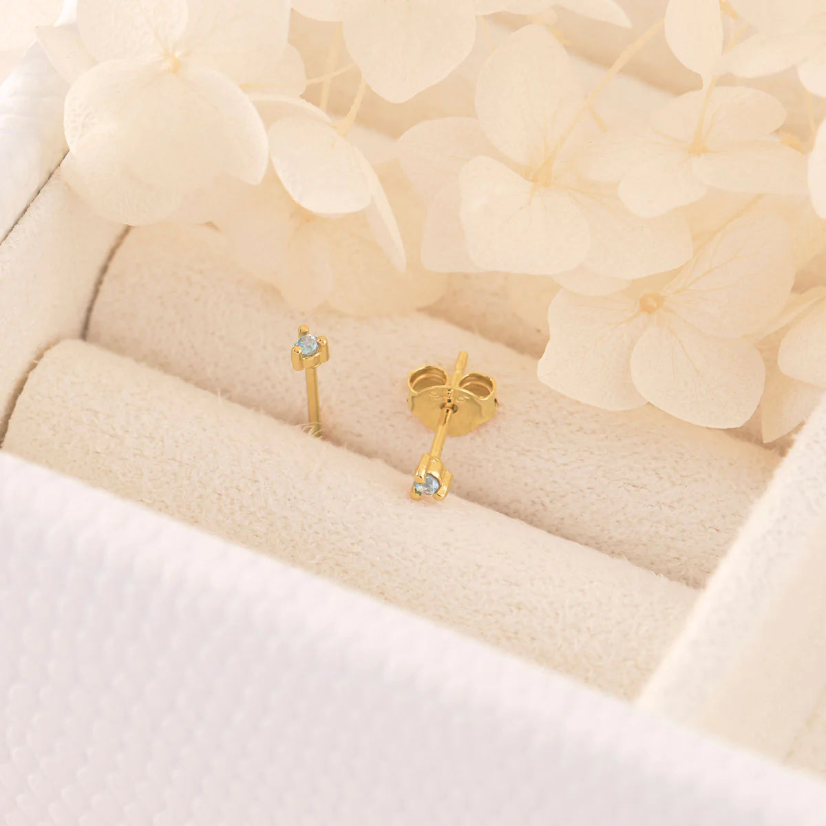 S383BTG - Delicate Blue Topaz Studs Gold