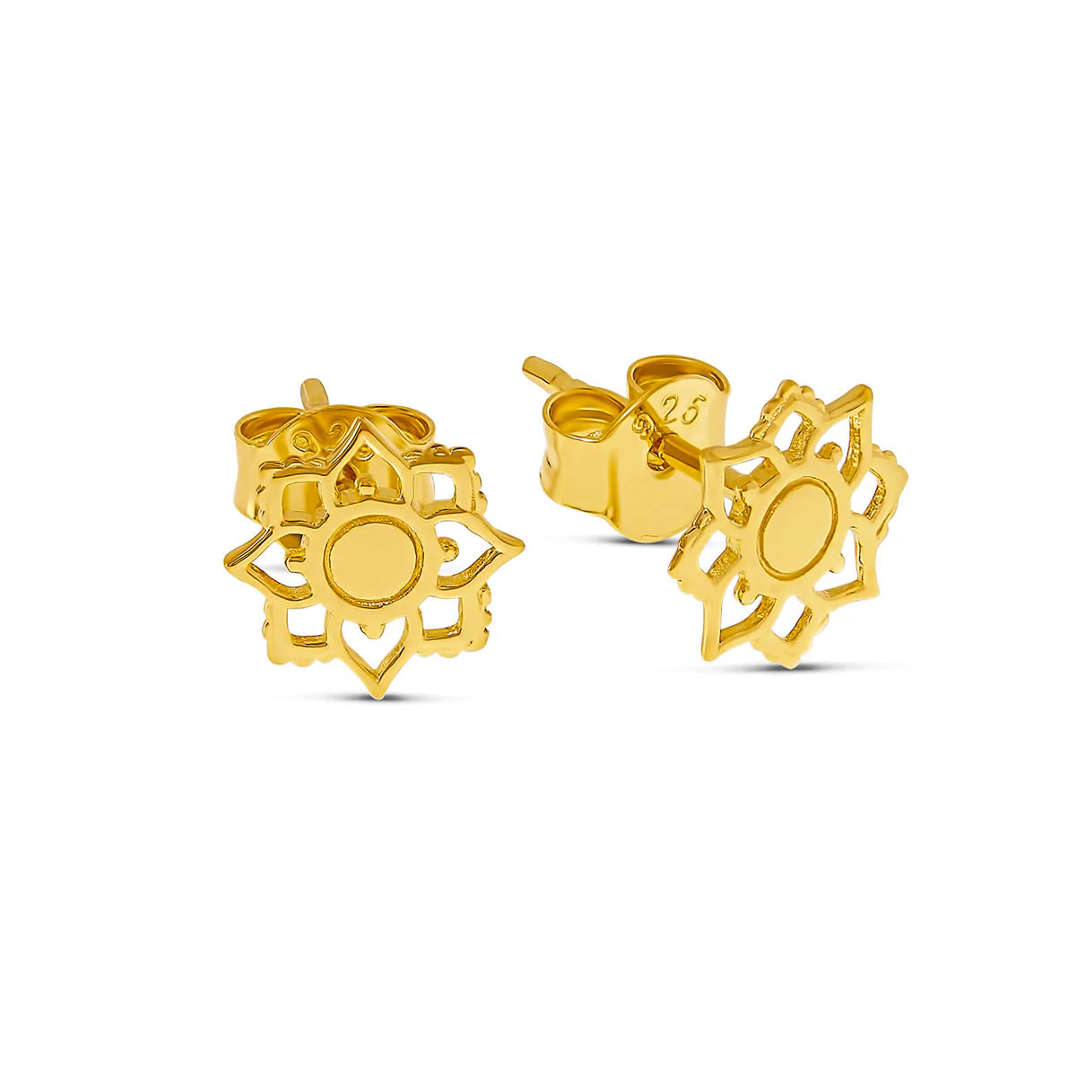 Midsummer Star Mandala Flower Studs Gold