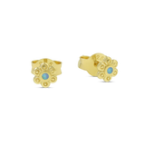 Dainty Blossom Azure Opal Studs Gold