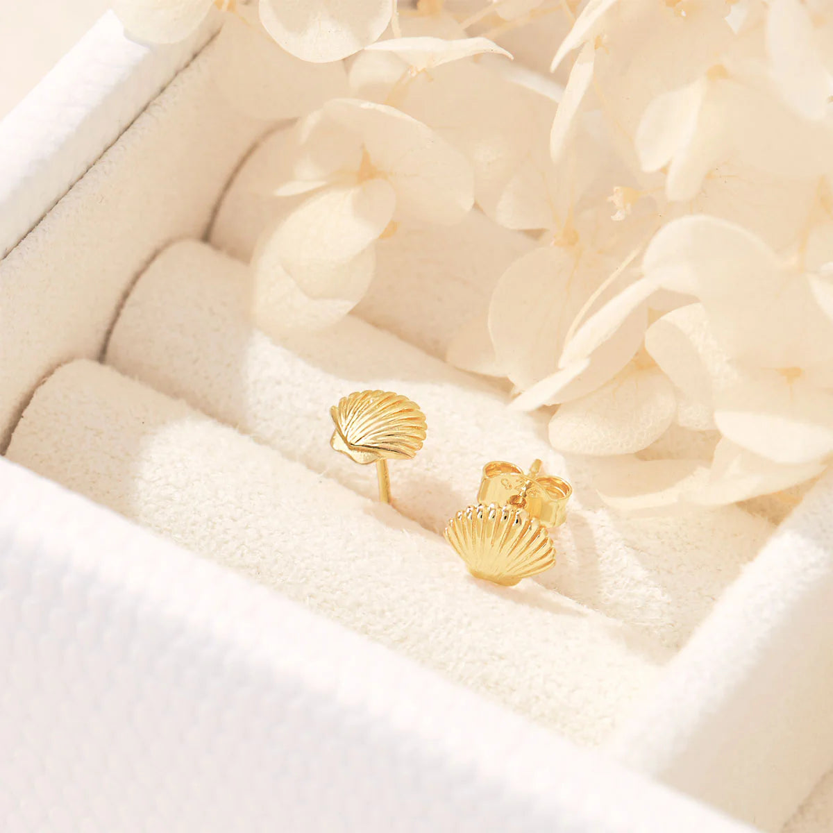 Midsummer Star Gold Dainty Seashell Studs