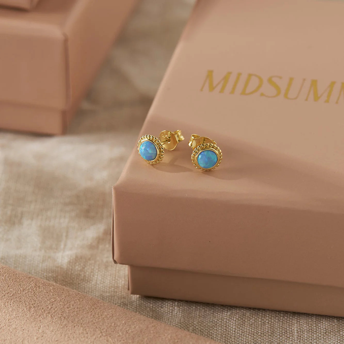 Azure Opal Sun Studs Gold
