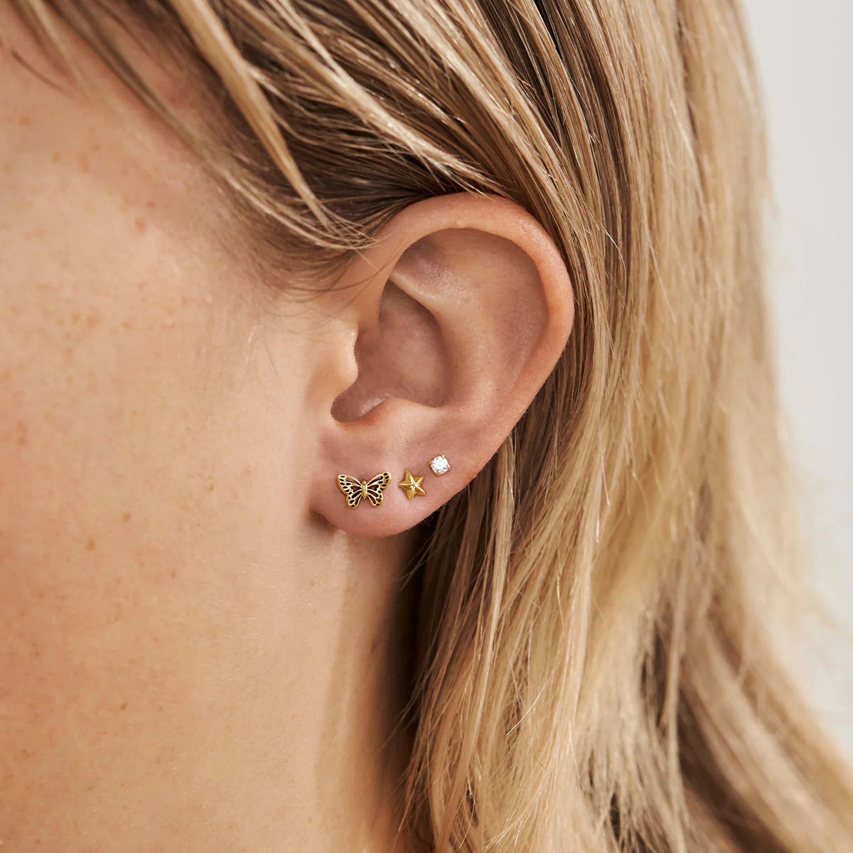 Midsummer Star Butterfly Studs Gold