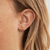 Love Heart Garnet Studs - Gold