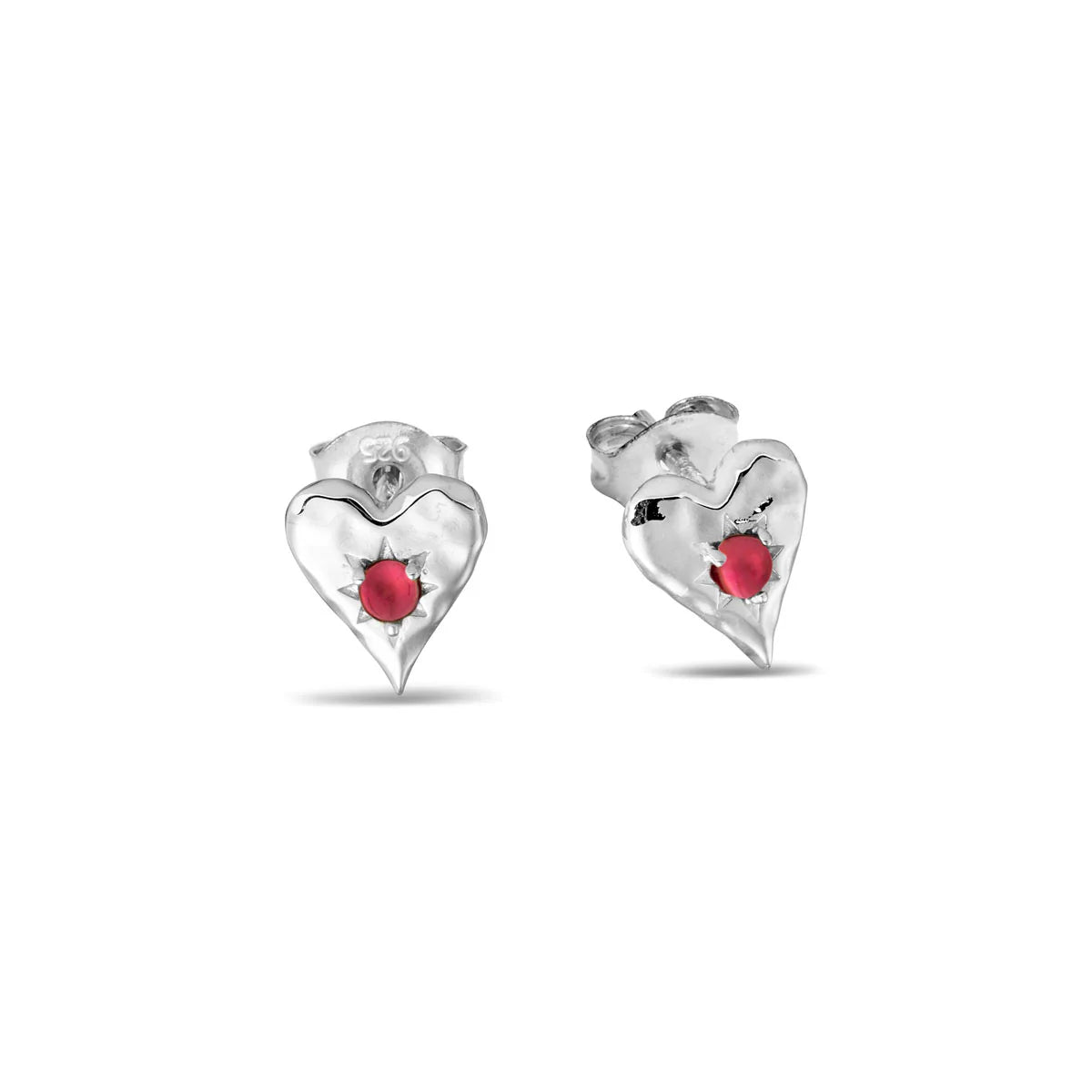 Midsummer Star Garnet Heart Studs